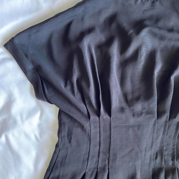 Ginnie Pintuck Button Down Shirt Dress - Black × 1 - Picture 7 of 11